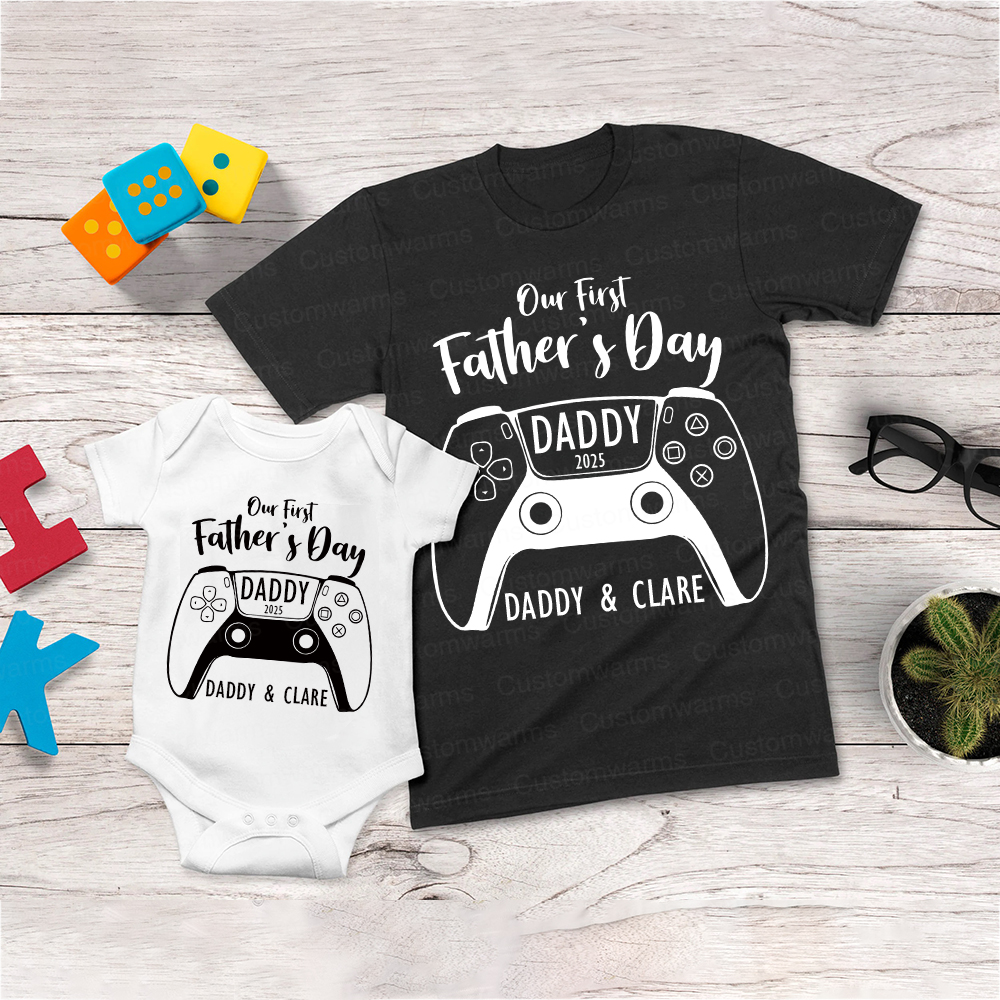 Personalized First Father's Day Daddy and Baby Outfit | CWFamily85