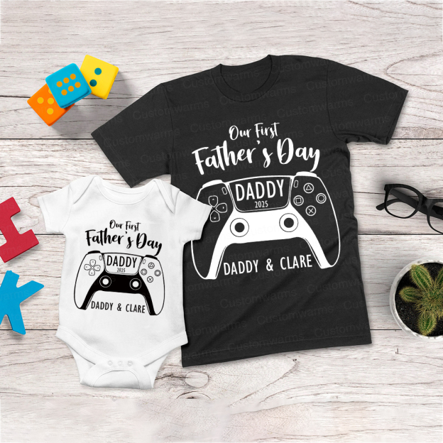 Personalized First Father's Day Daddy and Baby Outfit | CWFamily85