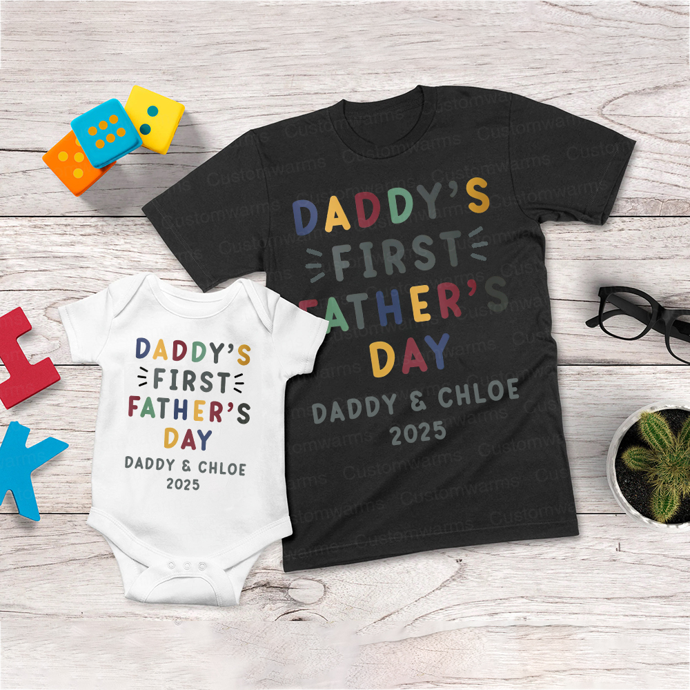 Personalized First Father's Day Daddy and Baby Outfit | CWFamily86