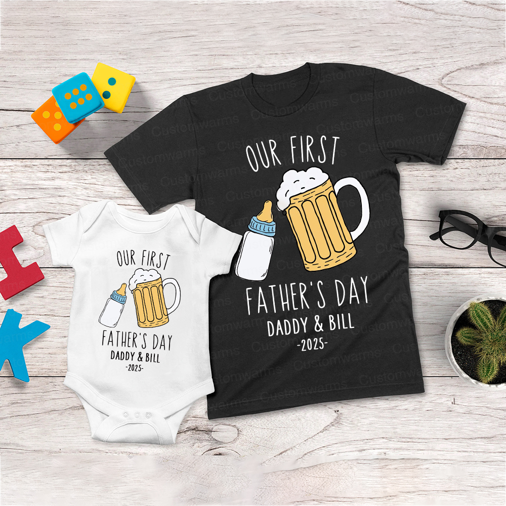 Personalized First Father's Day Daddy and Baby Outfit | CWFamily88