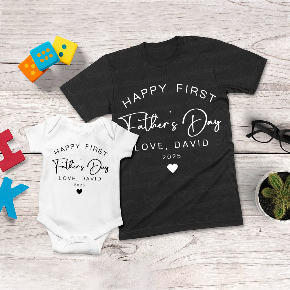 Personalized First Father's Day Daddy and Baby Outfit | CWFamily89