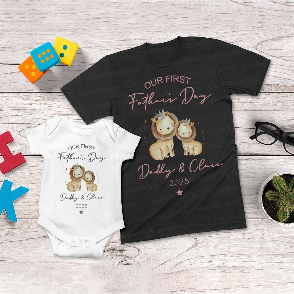 Personalized First Father's Day Daddy and Baby Outfit | CWFamily90