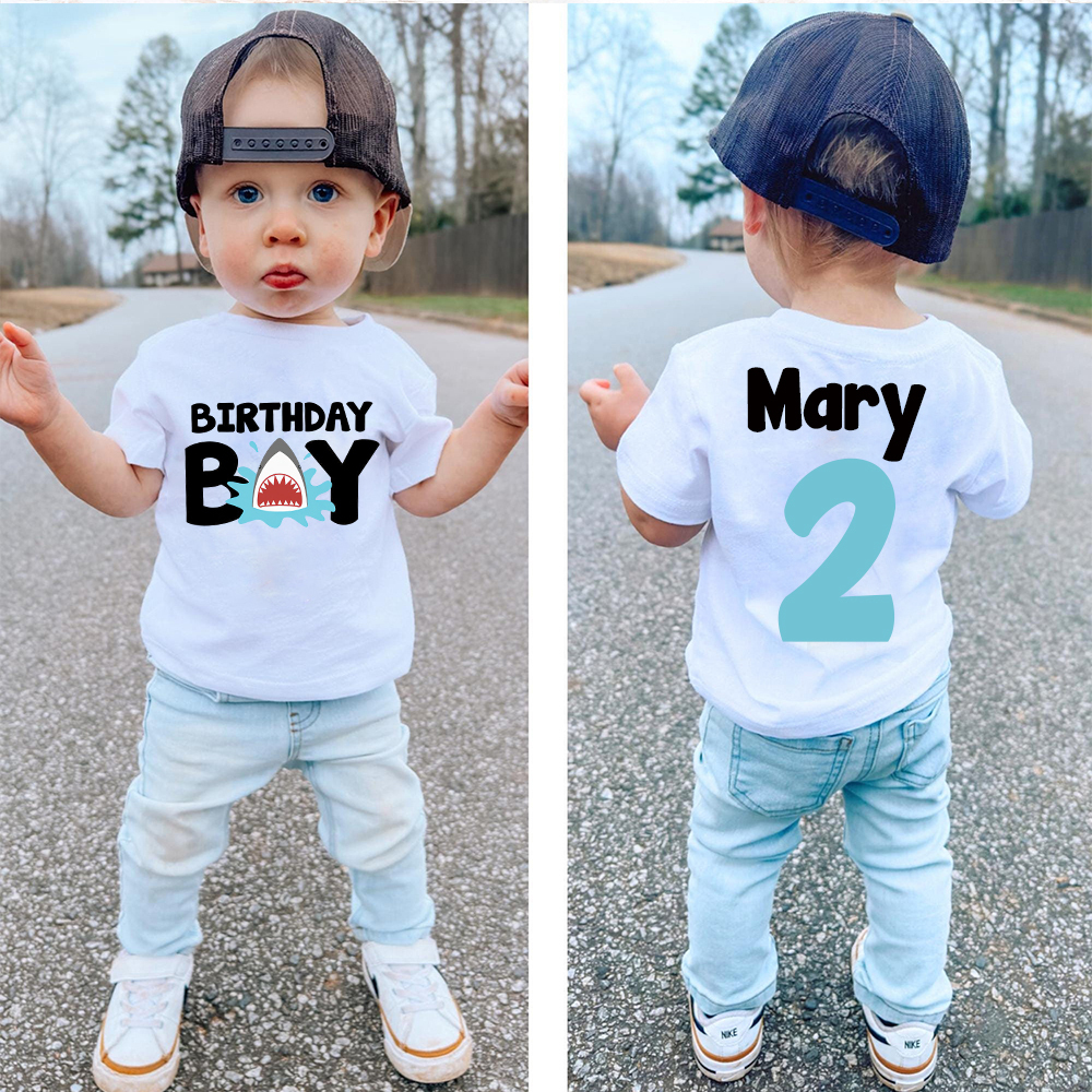Personalized Boy Shark Birthday T-Shirt | inBirth30