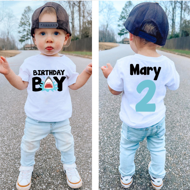 Personalized Boy Shark Birthday T-Shirt | inBirth30