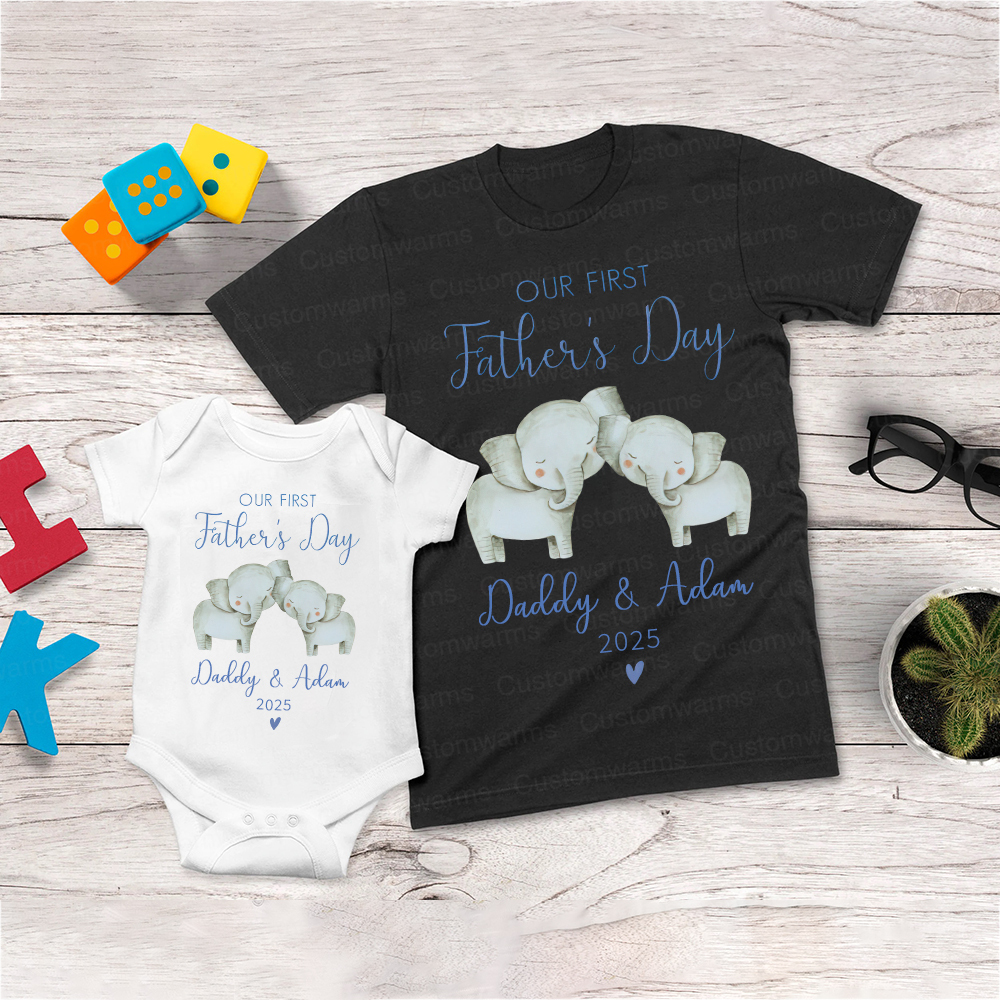 Personalized First Father's Day Daddy and Baby Outfit | CWFamily91