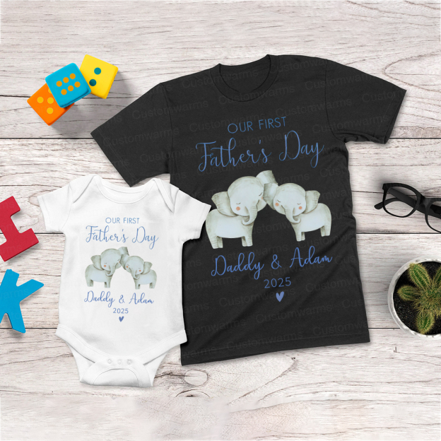Personalized First Father's Day Daddy and Baby Outfit | CWFamily91