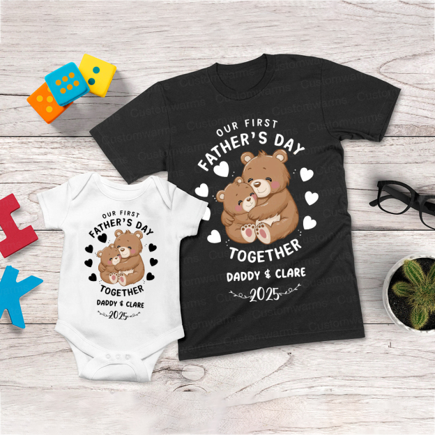 Personalized First Father's Day Daddy and Baby Outfit | CWFamily92