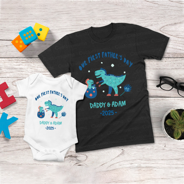 Personalized First Father's Day Daddy and Baby Outfit | CWFamily93