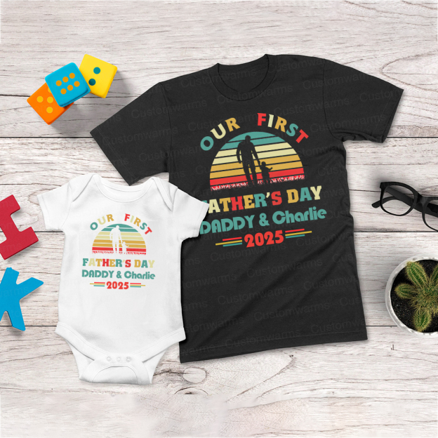 Personalized First Father's Day Daddy and Baby Outfit | CWFamily95