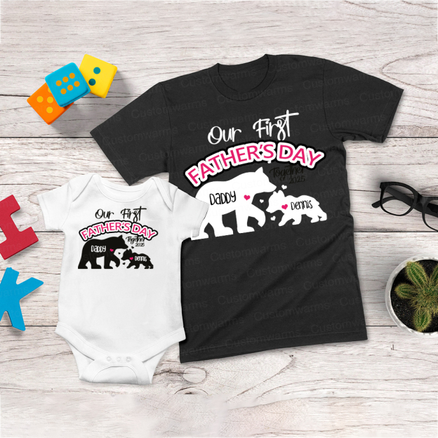 Personalized First Father's Day Daddy and Baby Outfit | CWFamily97