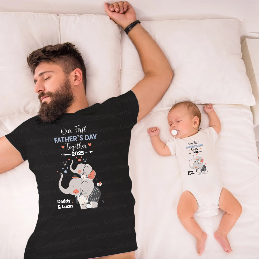 Personalized First Father's Day Daddy and Baby Outfit | CWFamily100
