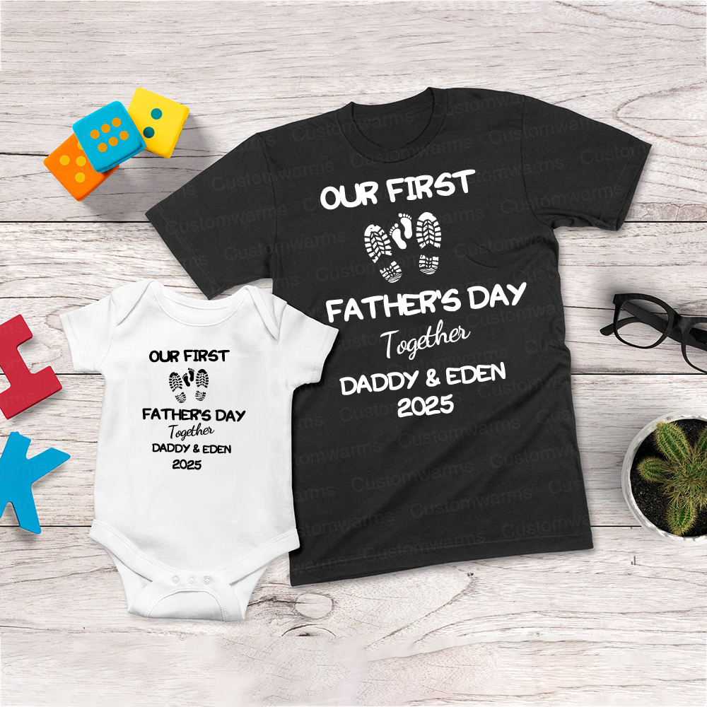 Personalized First Father's Day Daddy and Baby Outfit | CWFamily101