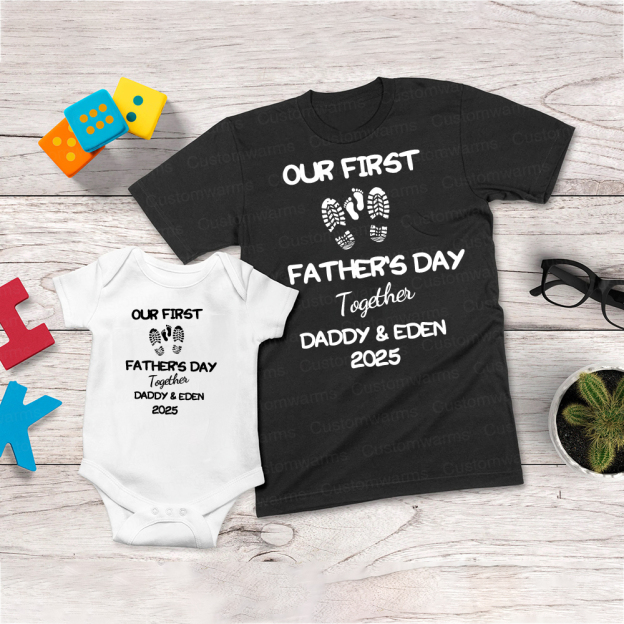 Personalized First Father's Day Daddy and Baby Outfit | CWFamily101