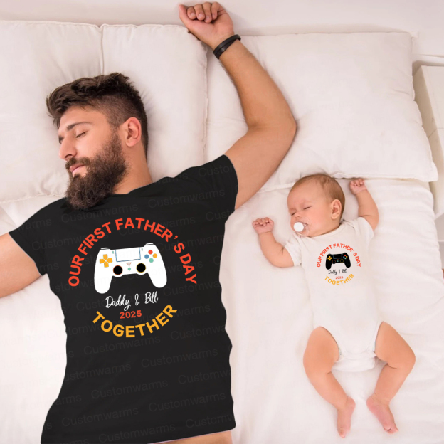 Personalized First Father's Day Daddy and Baby Outfit | CWFamily96