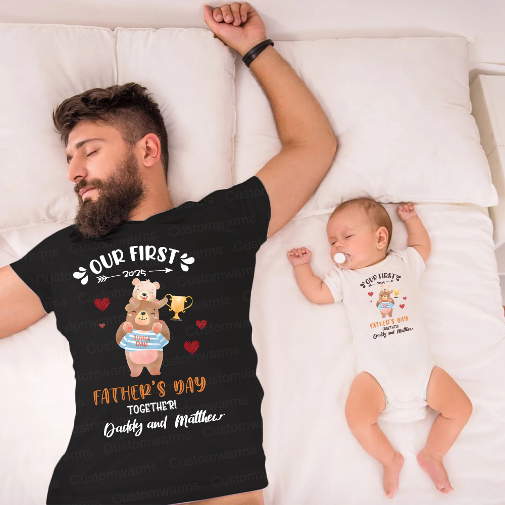 Personalized First Father's Day Daddy and Baby Outfit | CWFamily98