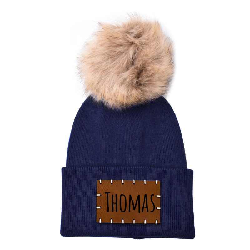 Personalized Leather Patch Beanie for Comfort & Unique | HSKid34