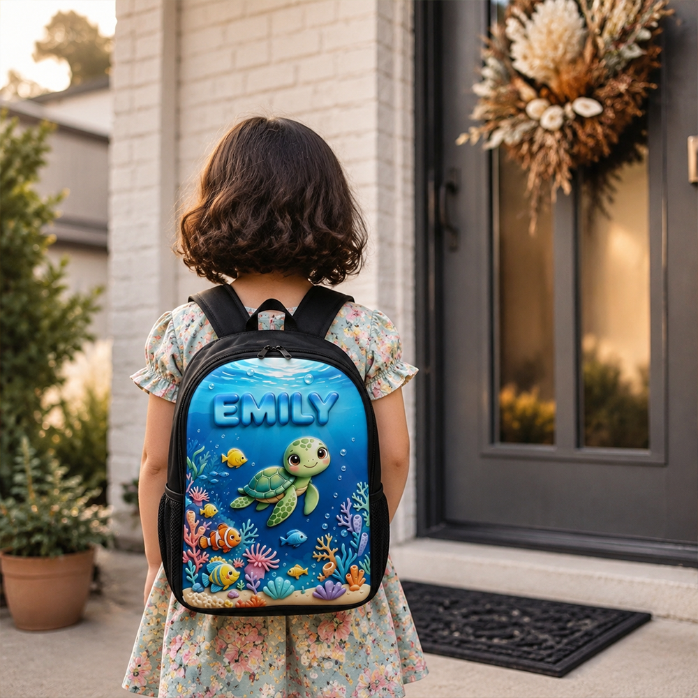 Personalized Kid Adorable Ocean Animals Backpack Set | CWPack383