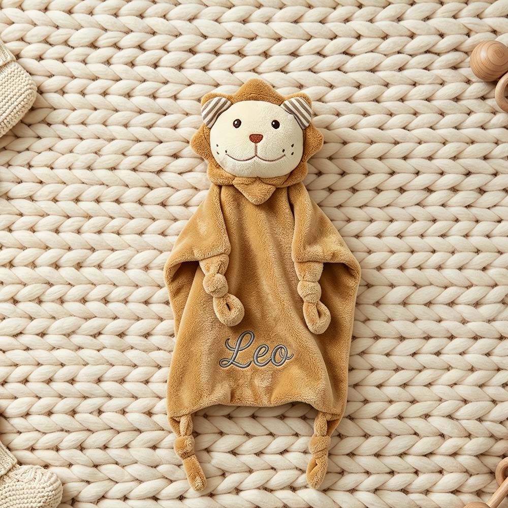 Personalized Embroidered Cute Animal Baby Security Blanket | CWToy199