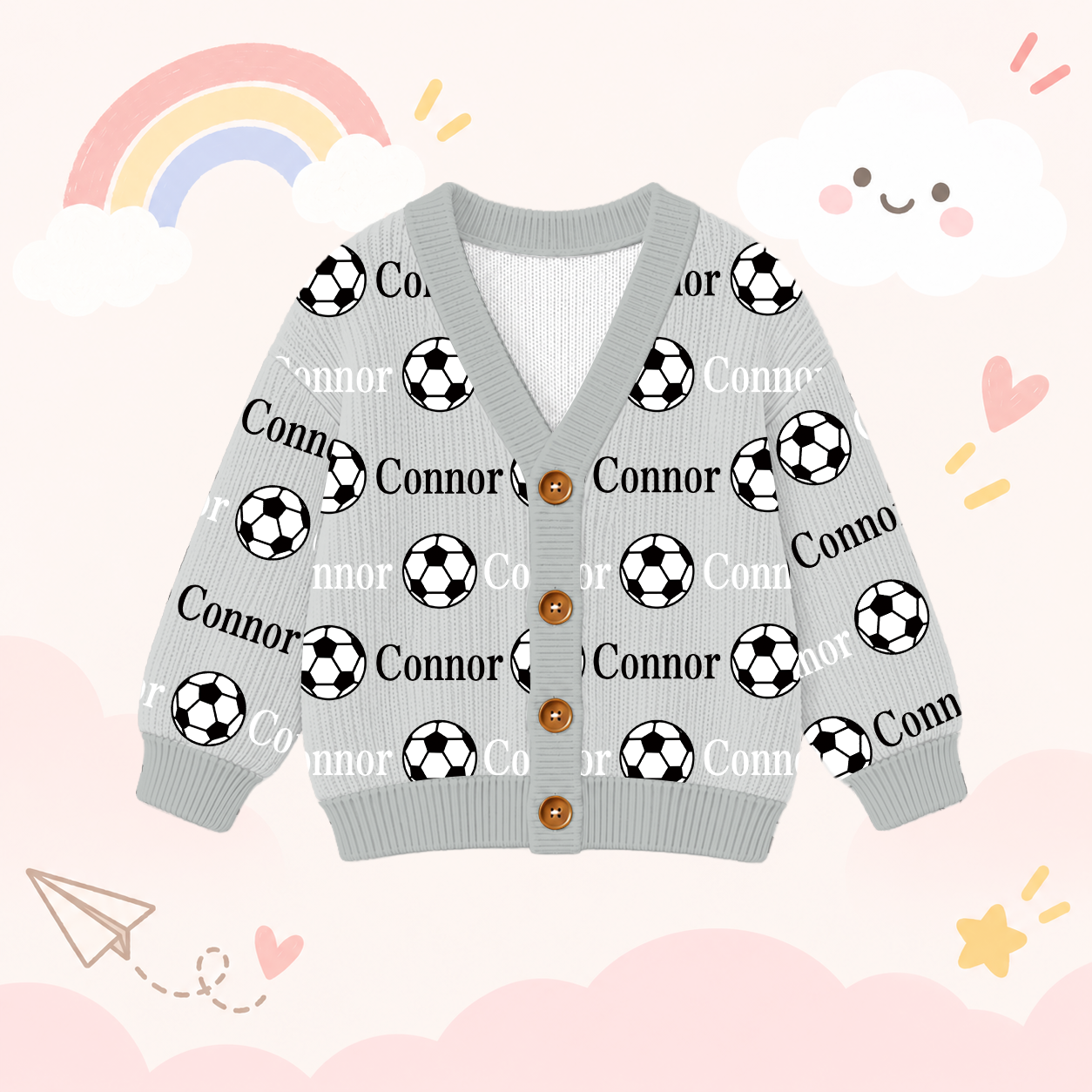 Personalized Lovely Kids Soccer Knit Sweater | CWSweater12