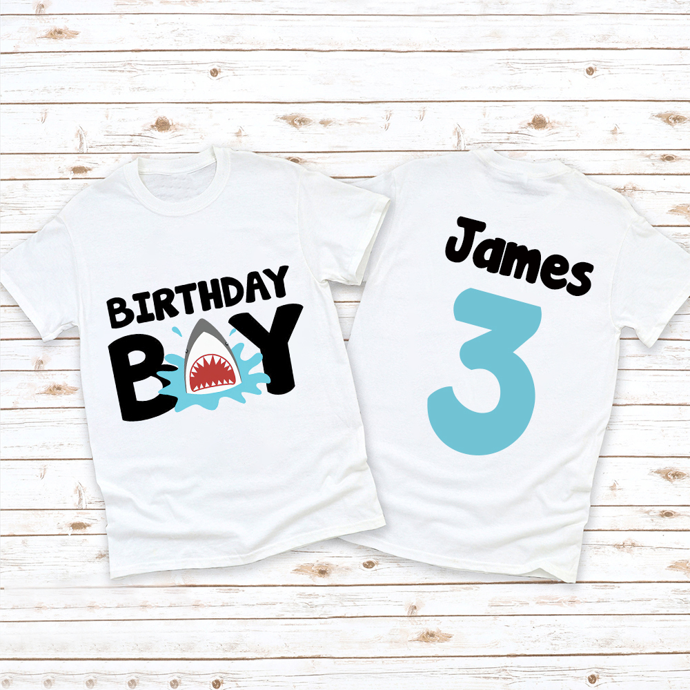 Personalized Boy Shark Birthday T-Shirt | inBirth30