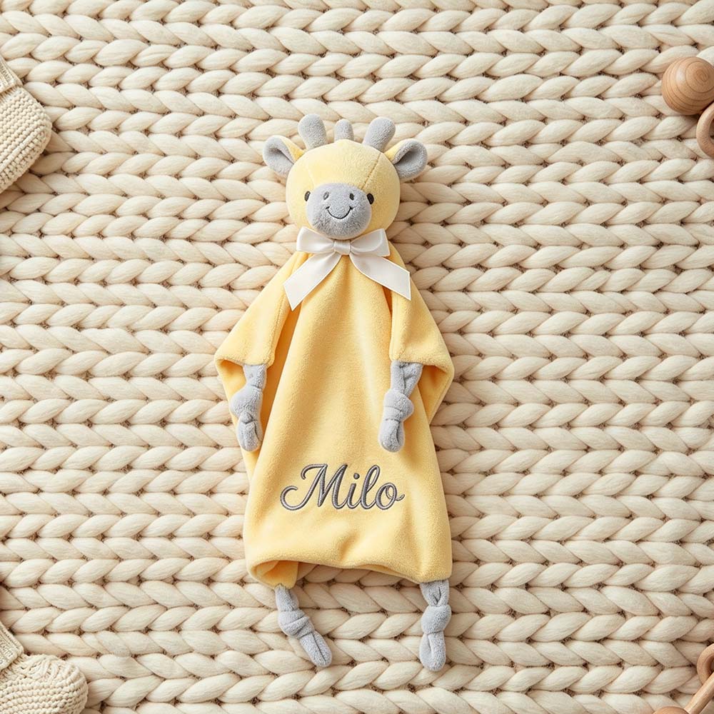 Personalized Embroidered Cute Animal Baby Security Blanket | CWToy199
