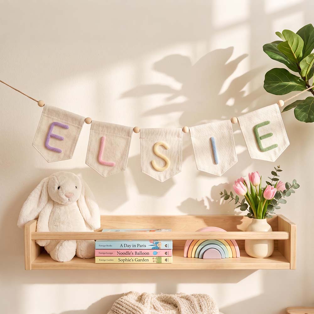 Personalized Hand Embroidered Yarn Letter Banner Decoration | CWGift105