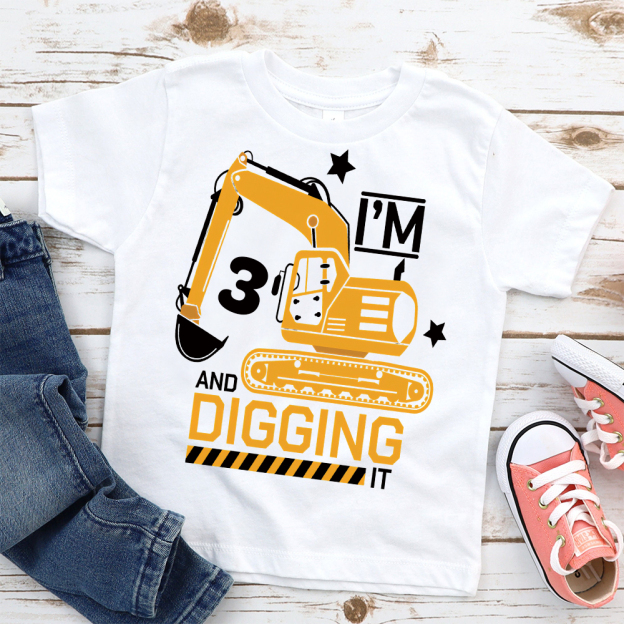 Personalized Construction Digging It Truck Birthday T-Shirt | inBirth26
