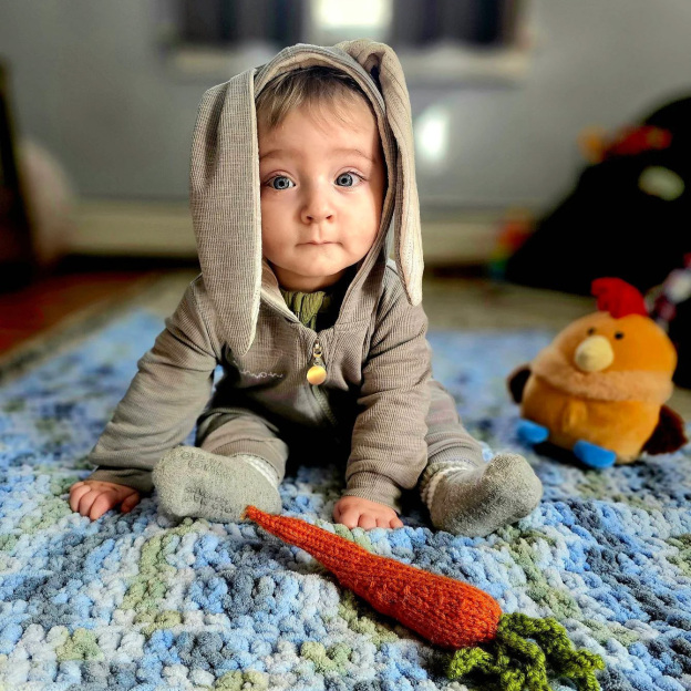 Personalized Easter Baby Bunny Ears Romper | CWbaby4001