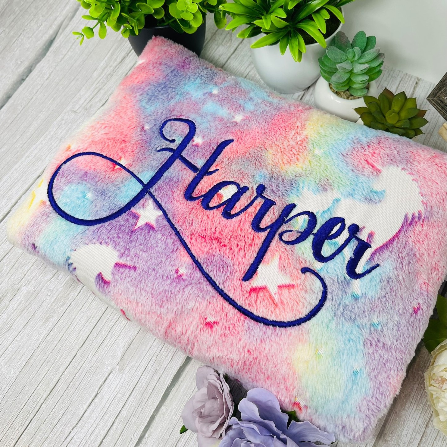 Personalized Embroidered Glow in the Dark Unicorn Blanket | BKKid112