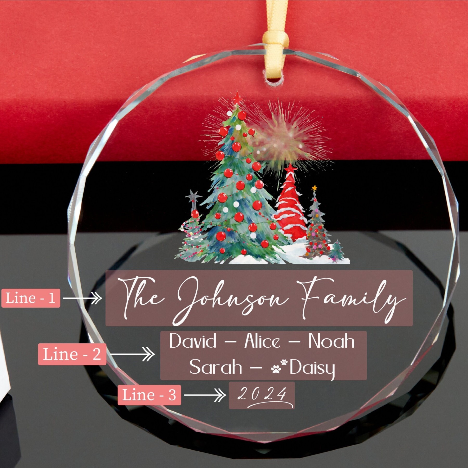 Personalized Glass Family Christmas Ornaments | CWGlass21