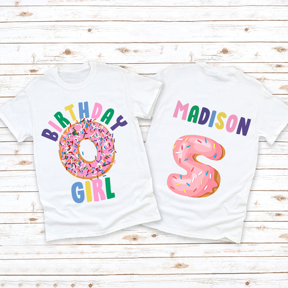 Personalized Donut Sprinkles Theme Birthday T-Shirt | inBirth29