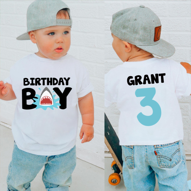 Personalized Boy Shark Birthday T-Shirt | inBirth30