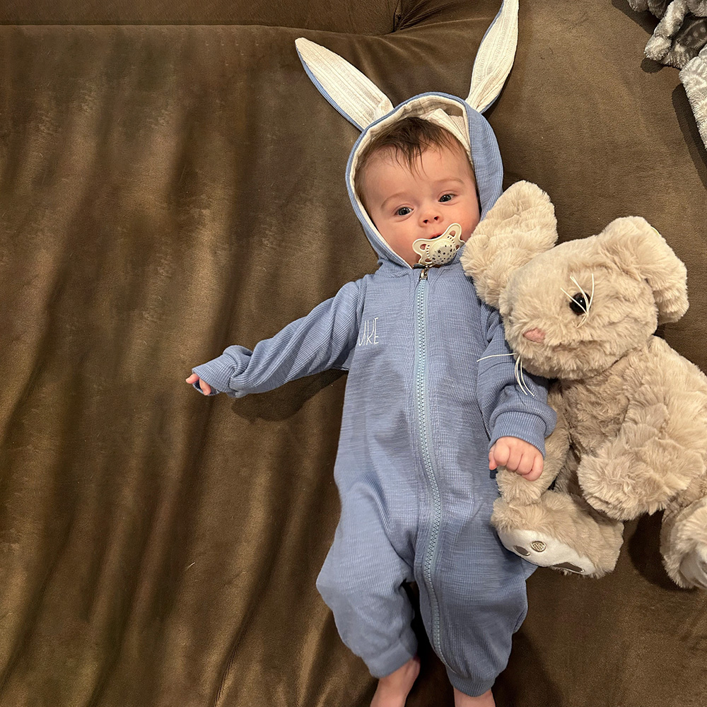 Personalized Easter Baby Bunny Ears Romper | CWbaby4001