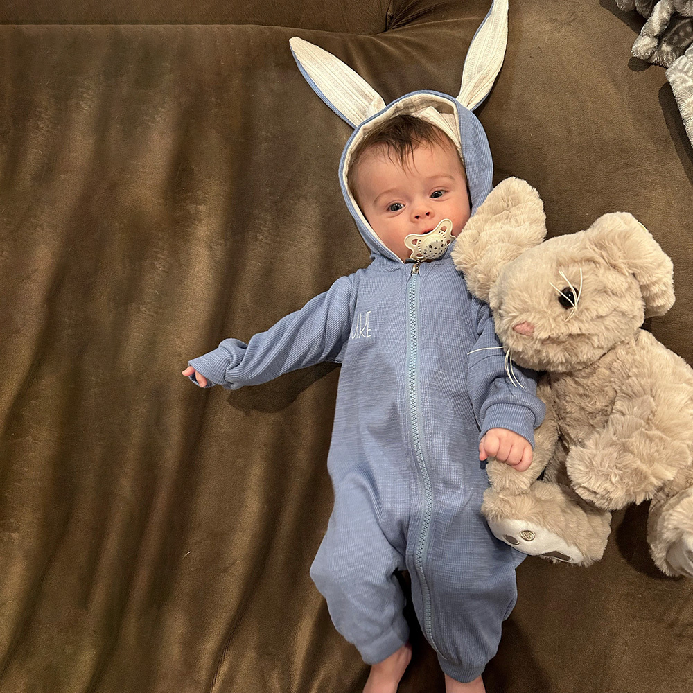 Personalized Easter Baby Bunny Ears Romper | CWbaby4001