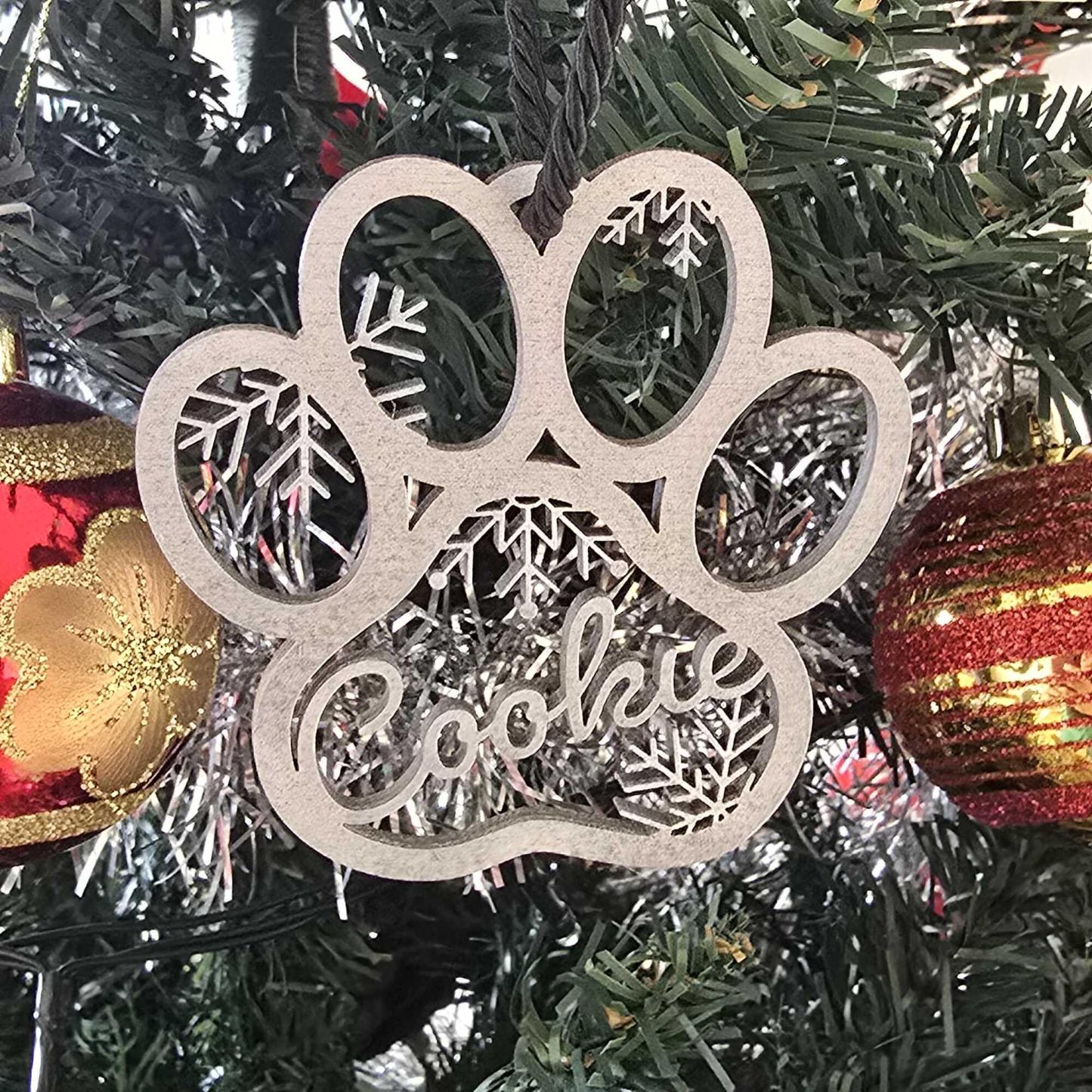 Personalized Paw Pet Print Christmas Ornament | MCGift195