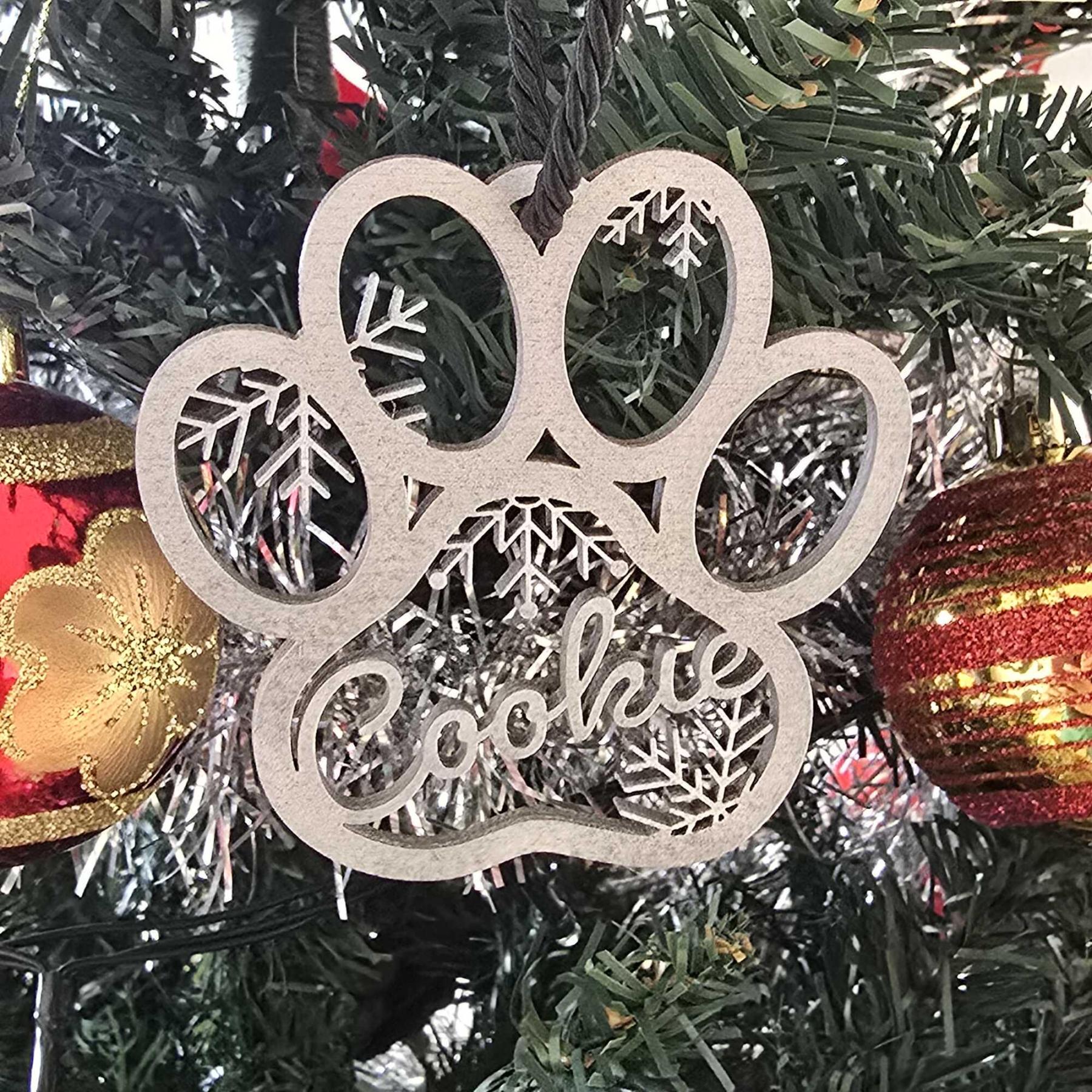 Personalized Paw Pet Print Christmas Ornament | MCGift195