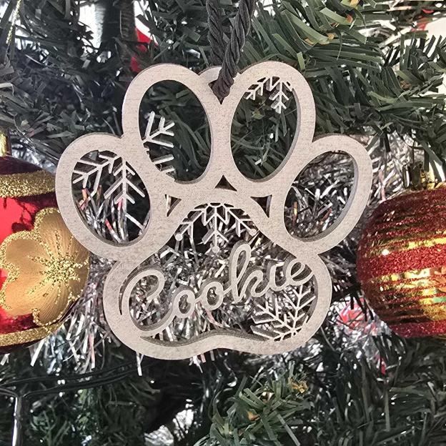 Personalized Paw Pet Print Christmas Ornament | MCGift195