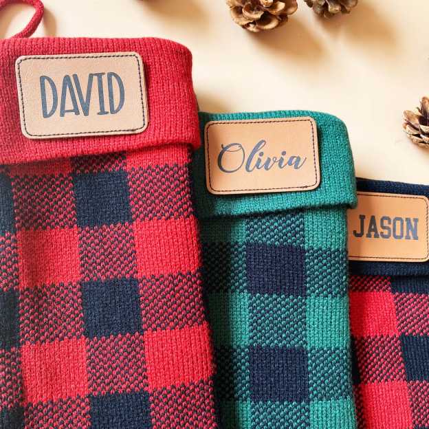 Personalized Leather Patch Christmas Stocking | MCGift84