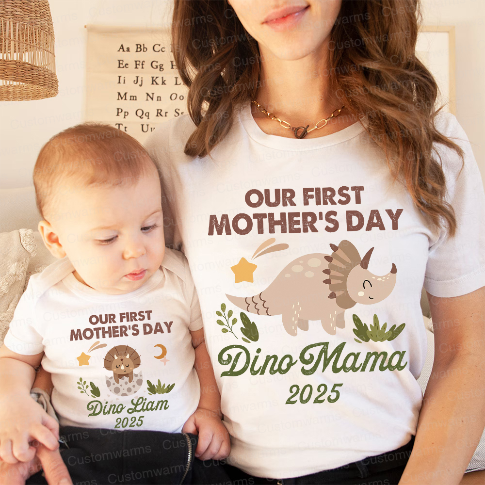 Personalized First Mother's Day Mommy and Baby Outfit | CWFamily32
