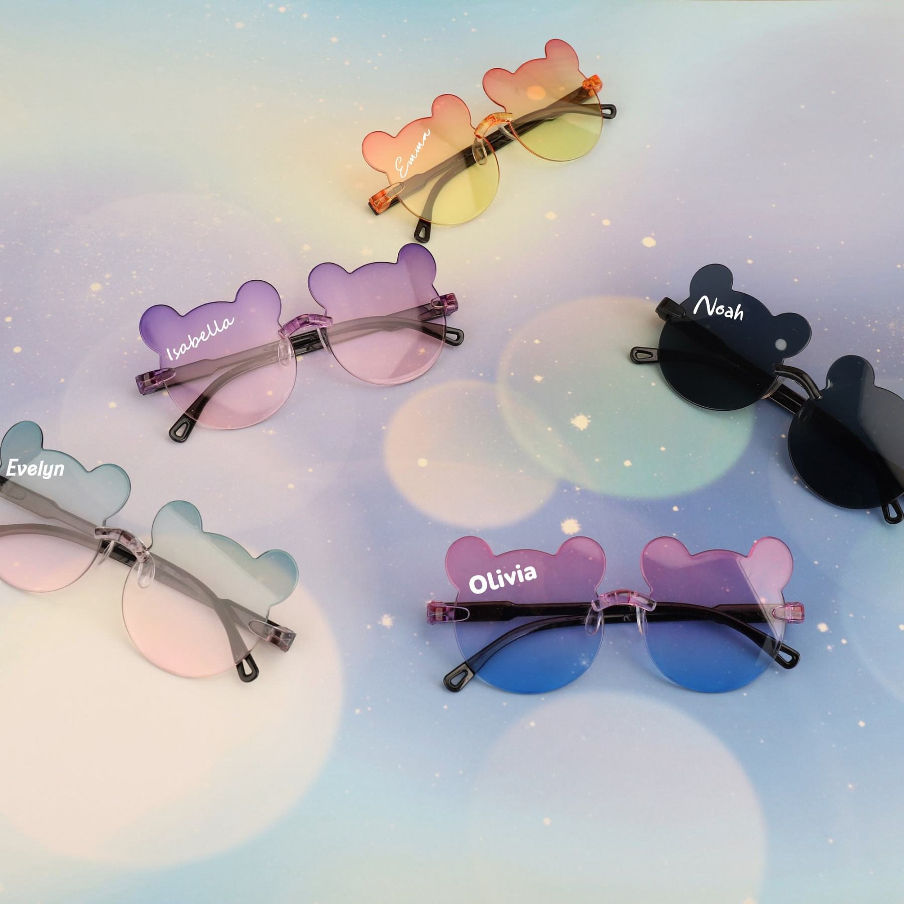 Personalized Bear Outline Rimless Sunglasse For Kids | CWBeach101
