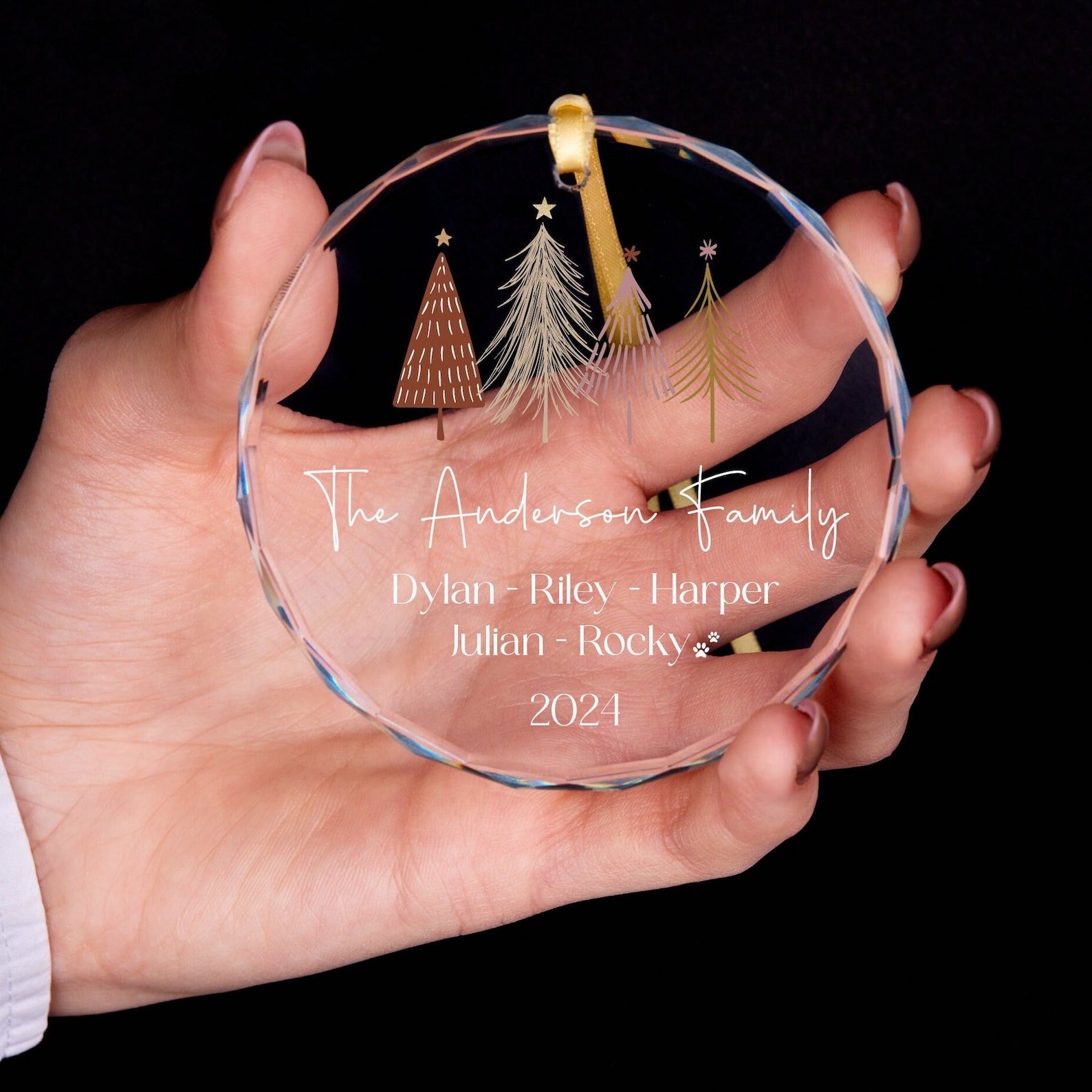 Personalized Glass Family Christmas Ornaments | CWGlass07