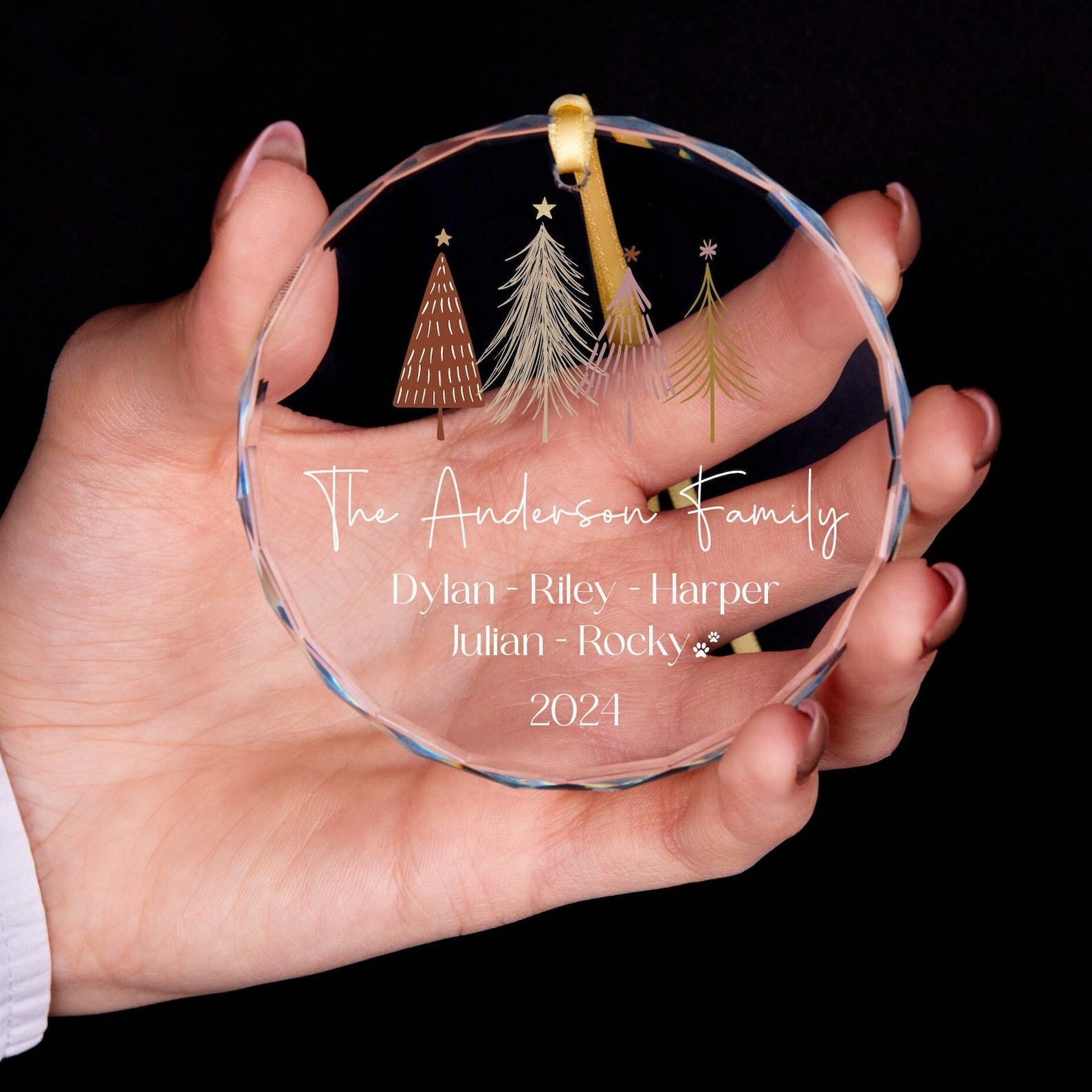 Personalized Glass Family Christmas Ornaments | CWGlass07