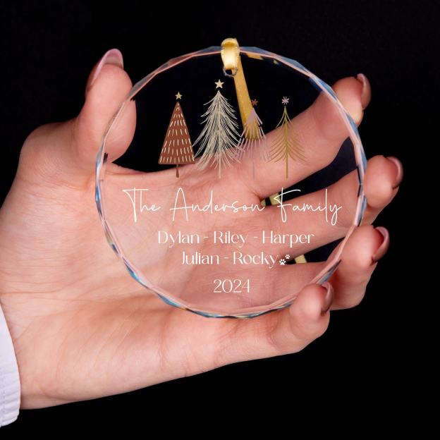 Personalized Glass Family Christmas Ornaments | CWGlass07