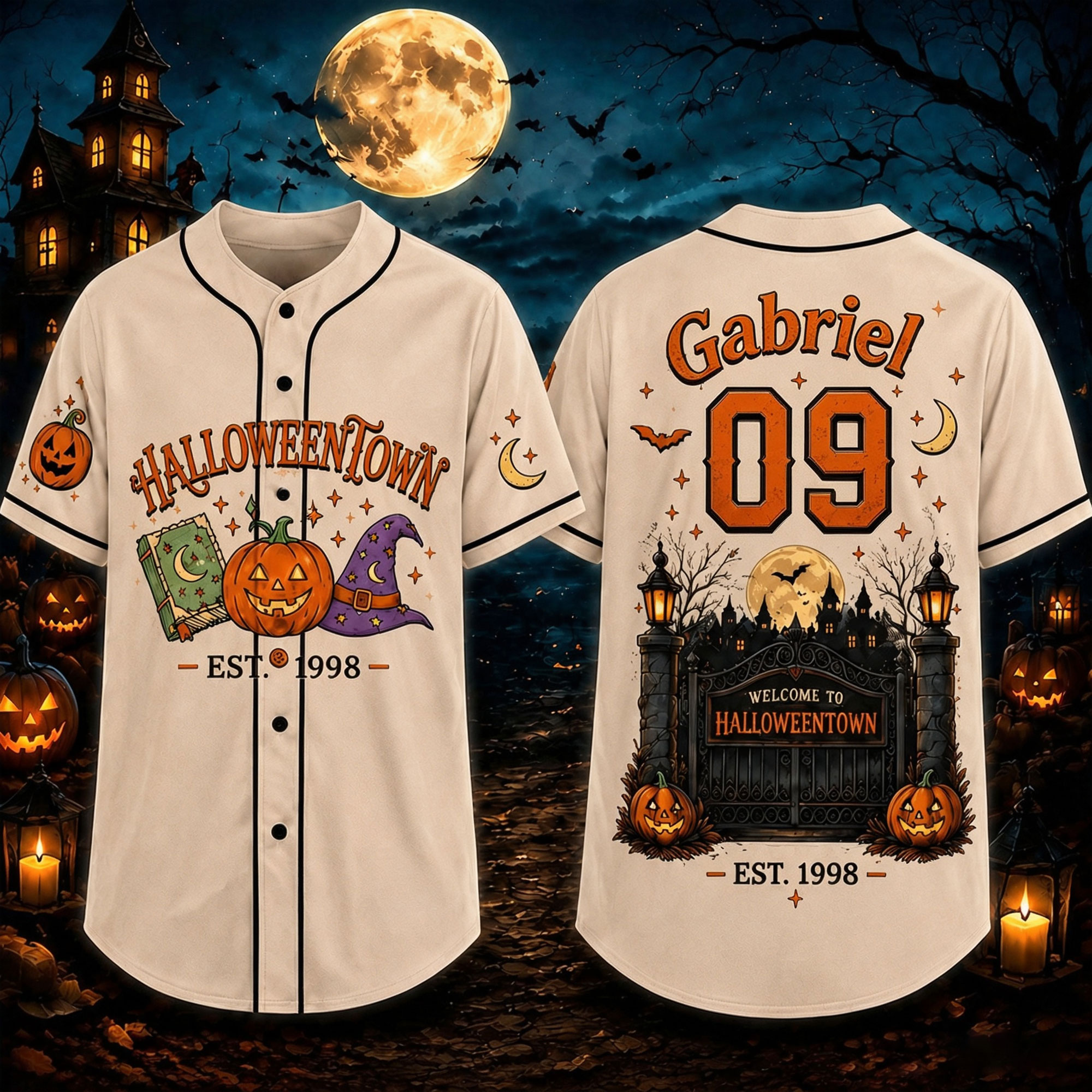 Personalized Halloween Button Up Baseball Jersey For Kid & Adult | CWHalloween96