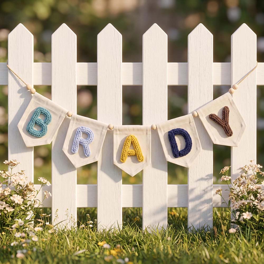 Personalized Hand Embroidered Yarn Letter Banner Decoration | CWGift105