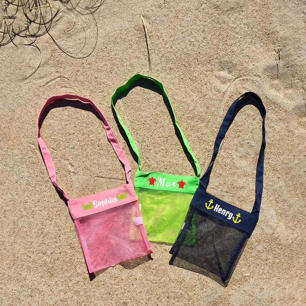 Personalized Seashell Collection Mesh Beach Bag | CWBeach148