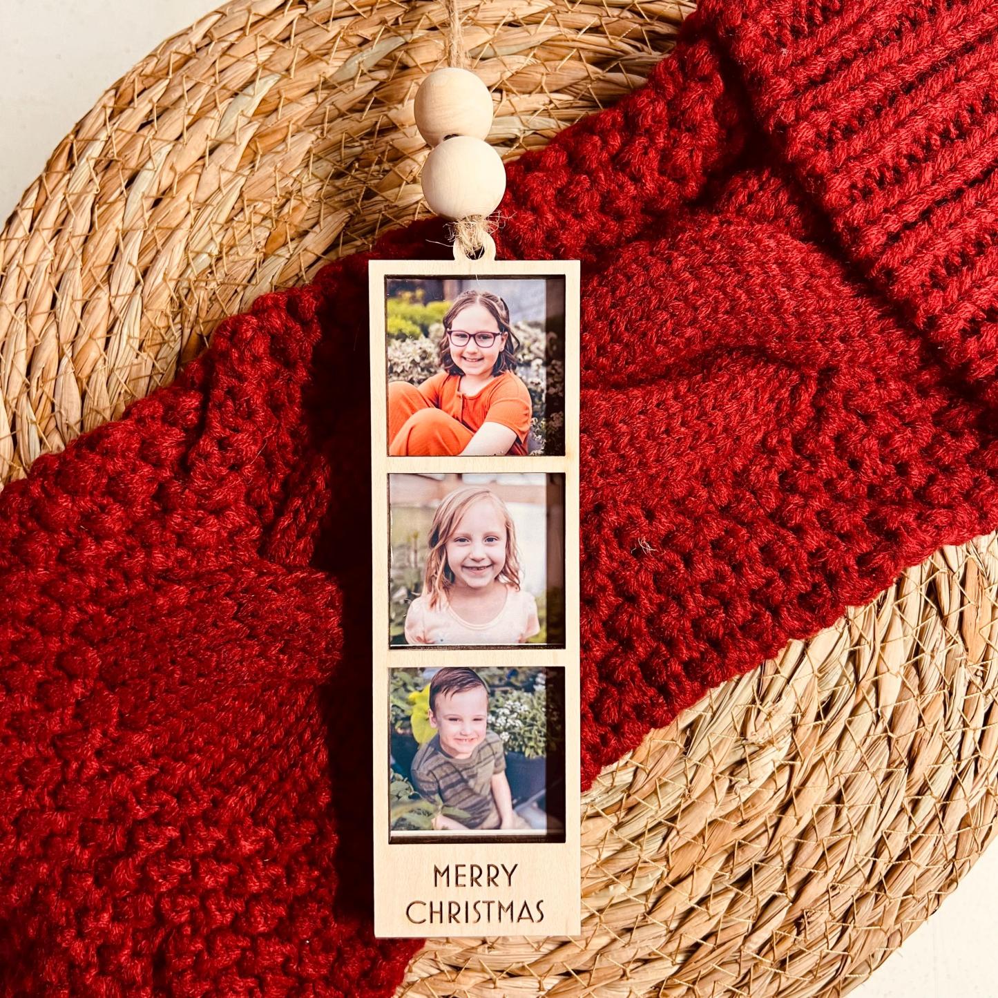 Personalized Wooden Christmas Photo Strip Ornaments | MCGift75