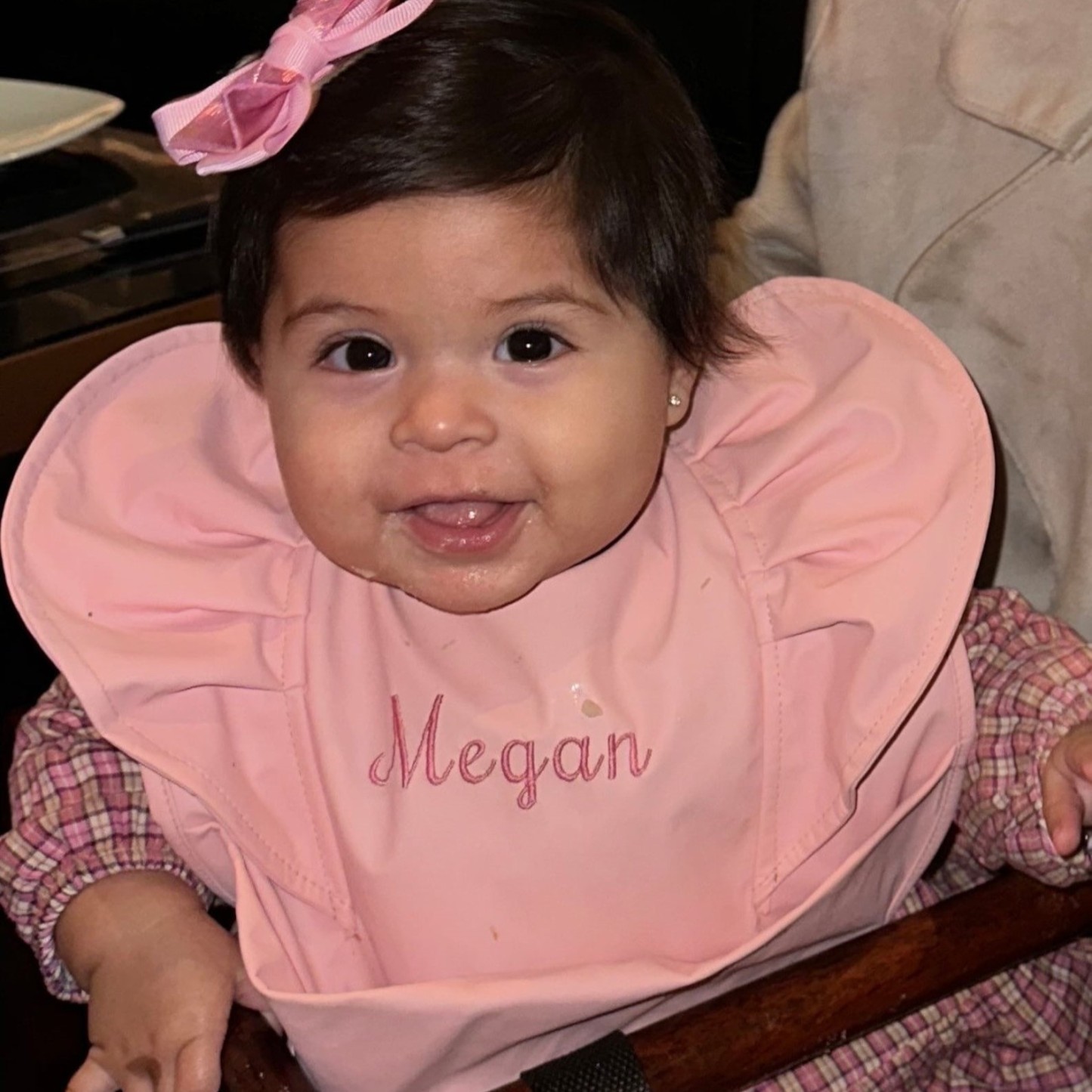 Personalised Embroidery Baby Ruffle Waterproof Color Bib  | CWBaby62