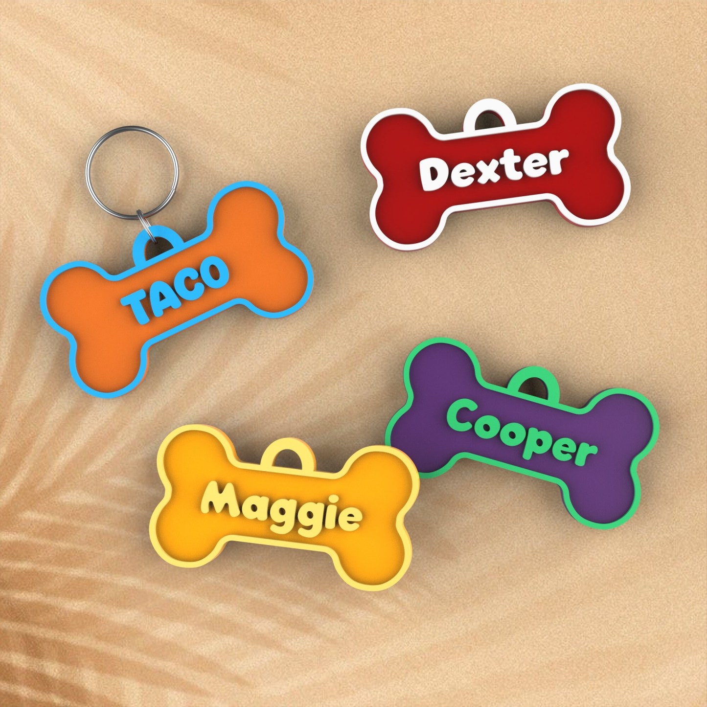 Personalized 3D Printed Bone-Shaped Dog ID Tag | BKPet356