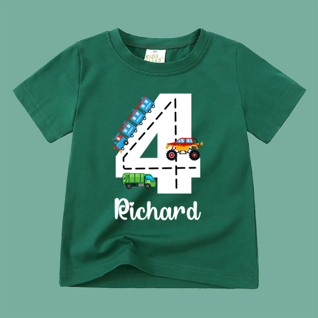 Personalized Kid Transportation Vehicle Party Birthday T-Shirt | inTee14